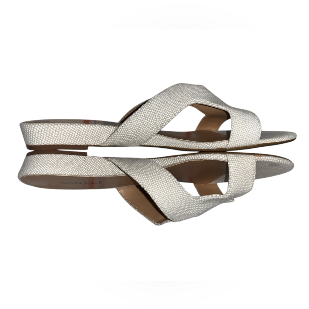 VAN ELi Tallis Cream Light Tan Snakeskin Embossed Leather Slide Sandals Size 9 N - Picture 4 of 7
